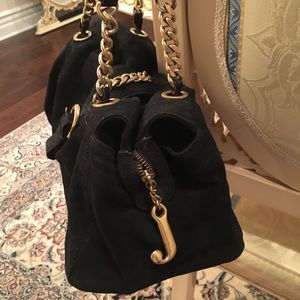 Juicy Couture black suede leather chain detail bag